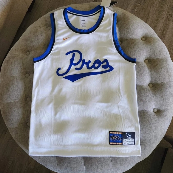 Nike Pros Lil Penny 1/2 Cent Jersey White and Blue - Picture 1 of 3